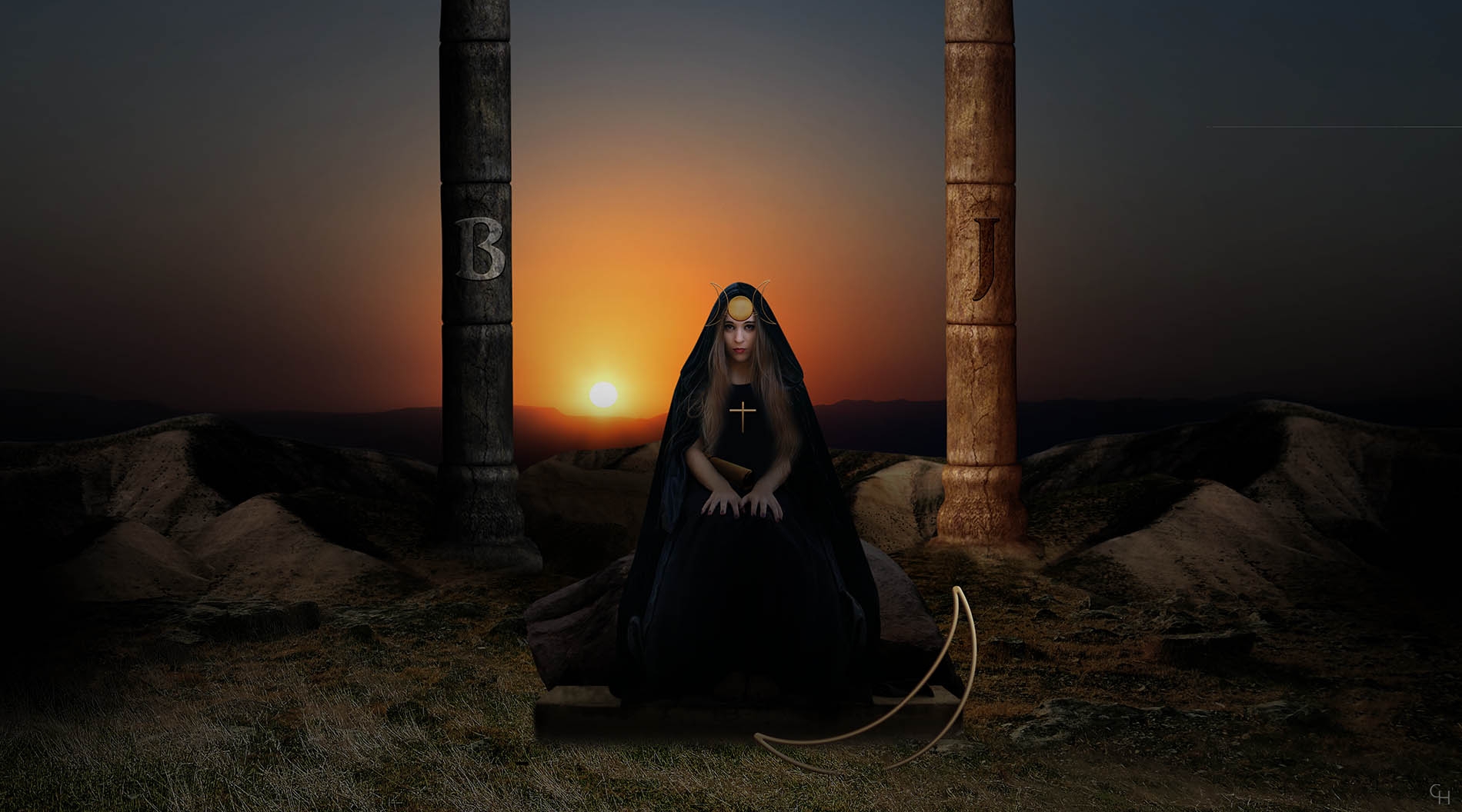 Cees Heijdel - Tarot De Hogepriester <br>Afmeting 50X90 cm 300 dpi. Model #04 - tarot_de_hogepriester;Contemporary Imaginary Realism; Magisch Realistische Fotomanipulaties; cees heijdel; droomlandschappen; dreamscapes; digitalartwork; magickart; magicalrealism; digitalart; Contemporary Imaginary Realism; Magisch Realistische Fotomanipulaties; dreamscapes; digitalartwork; magickart; magicalrealism; digitalart;