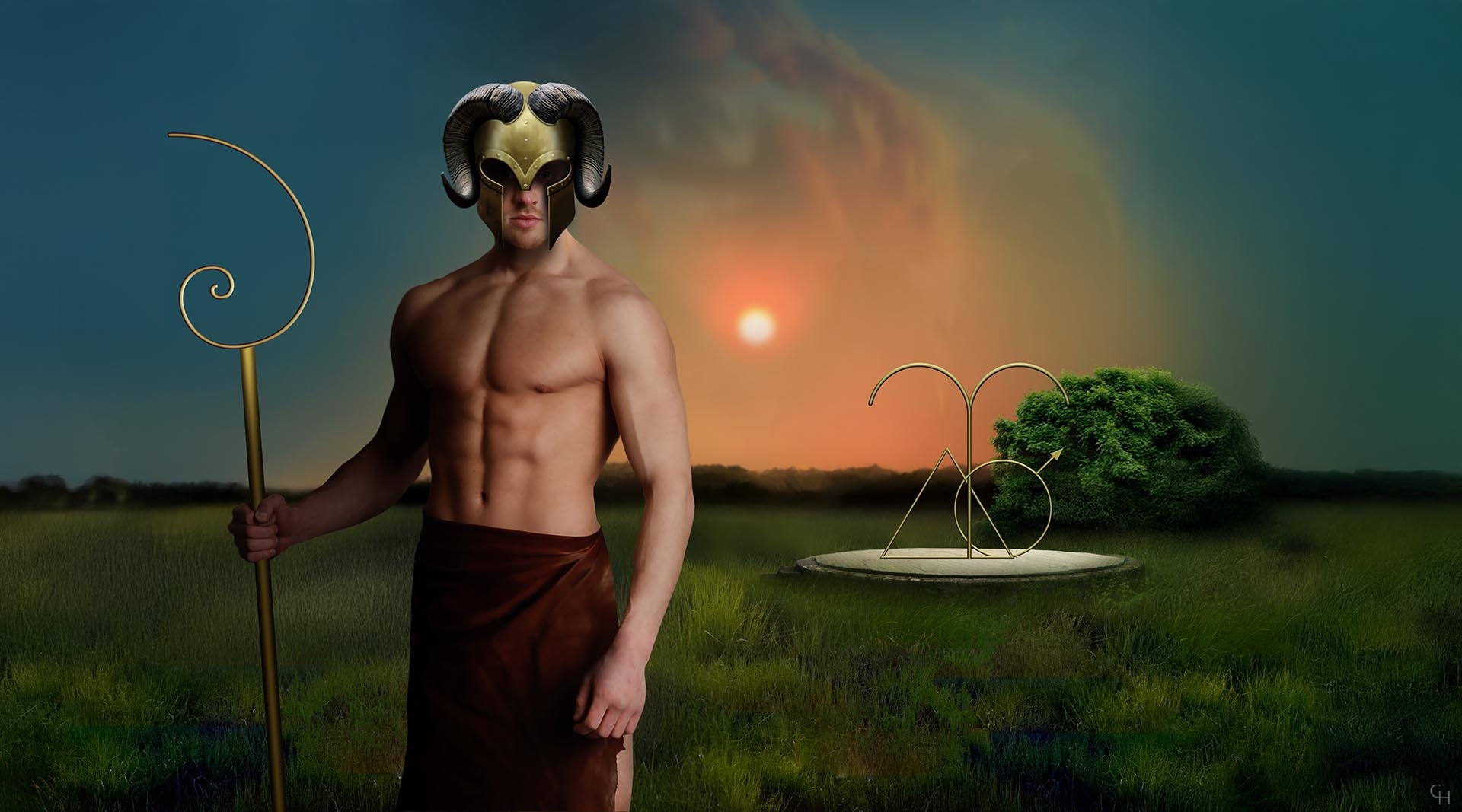 Cees Heijdel - Sterrenbeeld Ram<br>Afmeting 50X90 cm 300 dpi. Model #05 - Sterrenbeeld Ram;Wicca Kathedraal;Contemporary Imaginary Realism; Magisch Realistische Fotomanipulaties; cees heijdel; droomlandschappen; dreamscapes; digitalartwork; magickart; magicalrealism; digitalart; Contemporary Imaginary Realism; Magisch Realistische Fotomanipulaties; dreamscapes; digitalartwork;